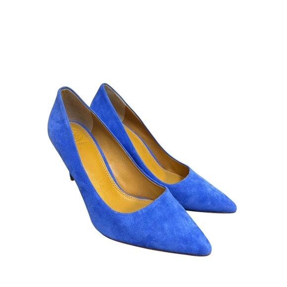Tory Burch Blue Suede Pointed-Toe Heels 3-Inch Stiletto Size 7.5 - Picture 2 of 13